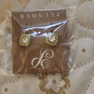 Plunder Olive and Silver Crystal Earrings